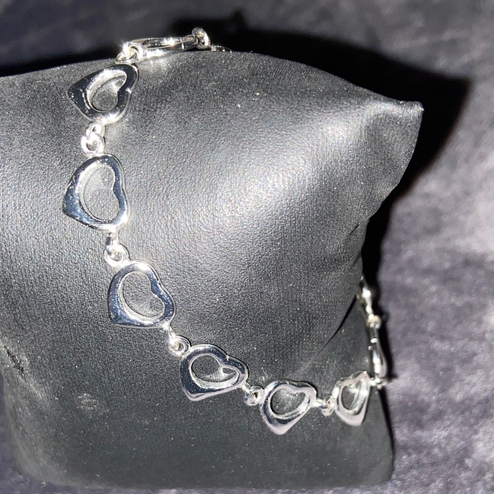 925 FAS Sterling Silver Open Heart Link Bracelet